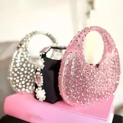 Imagem do Bolsas acrílicas transparentes para mulheres, bolsas de festa de luxo, bolsa de noite casual Bling Bling Bling Clear Clutch, diamante da moda