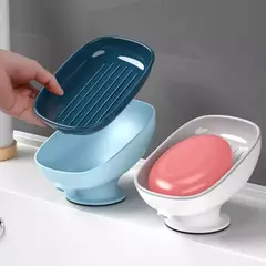 Super ventosa saboneteira com drenagem de água para banheiro suporte de sabão kithcen esponja recipiente de sabão suprimentos do banheiro - comprar online
