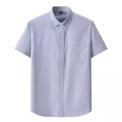 Camisas de manga curta masculina, camisas finas masculinas, blusa social e empresarial, camisa Oxford monocromática de alta qualidade, 100% algodão, verão - loja online