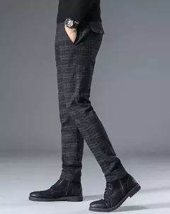 Calça reta justa justa xadrez masculina, terno de negócio masculino, calça de alfaiataria social, xadrez chinês masculino, 2022, até bem na internet