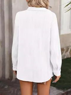 Blusas vintage grandes para mulheres, camisas soltas casuais para jovens, tops femininos monocromáticos, moda elegante, outono, 2024 - loja online