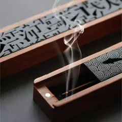 Imagem do Caixa de queimador de incenso criativa artesanal, suporte de madeira preto, artesanato chinês tradicional, presente para casa e escritório