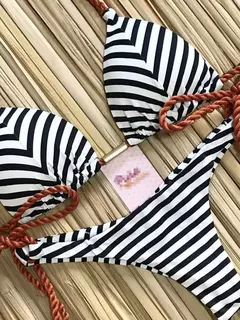 RUOTONGSEPT-maiô atado para mulheres, conjunto de biquíni listrado, moda praia sexy tanga, biquínis brasileiros bandagem, 2022 - loja online
