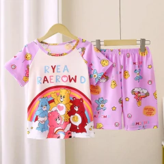 Imagem do Novo verão crianças pijamas conjunto de 2 peças roupas de ar condicionado para meninos meninas bebê manga curta roupas para casa na moda