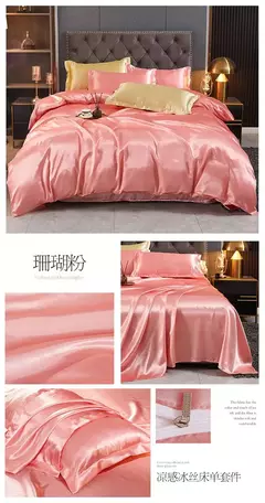 Monocromático Rayon Satin Conjunto de cama, luxo Duvet Cover Kit, Twin Queen e King Size, Home Textile, 3PCs, 4PCs - loja online