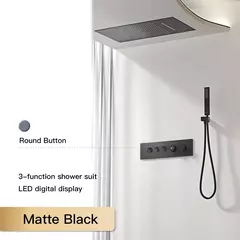 Sistema de chuveiro de bronze preto de luxo wall-mounted led display digital design frio & quente duplo-controle de 4 funções torneira de chuveiro de teto - Wolf Magazine