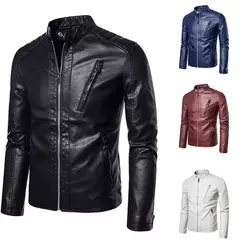 Jaqueta de couro falso para homens, casacos PU masculinos, outwear branco, outono, 2023 na internet