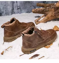Bota de tornozelo de couro alta masculina, tênis masculino, algodão, negócio, casual, ao ar livre, moda, inverno na internet