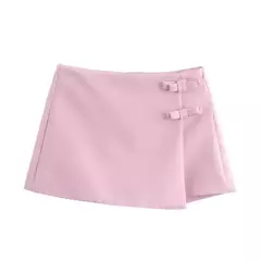 TRAF-Mini saia rosa e branca feminina, curva, fenda curta, dividida, cintura alta, verão, moda, 2022 - comprar online
