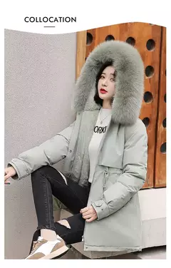 Parka longa de lã com capuz feminino com gola de pele, casaco fino, roupas acolchoadas, neve quente, moda inverno, novo, 2023 - Wolf Magazine