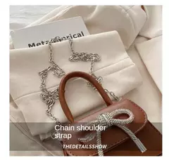 Imagem do Mini bolsa de ombro monocromática para mulheres, design de arco, couro PU, aba, bolsas crossbody, bolsa de corrente, bolsas femininas, moda, 2024