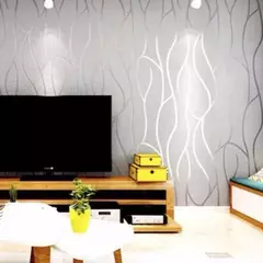 Papel de parede 3D não tecido à prova de umidade, fundo moderno, adesivos de parede engrossados, listras curvas, europeu, 53cm - comprar online