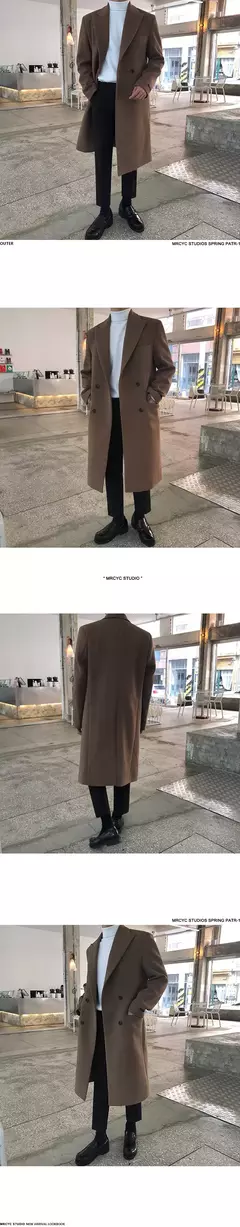 Iefb masculino outono inverno meados de comprimento casaco de lã nova maré coreana preto engrossado casaco de manga comprida duplo breasted jaquetas - comprar online