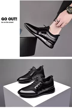 Sapatos esportivos casuais de verão respiráveis plus size sapatos masculinos de couro 6cm salto interno invisível aumentar sapatos 8cm - Wolf Magazine
