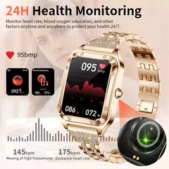 LIGE-AI Controle de Voz Relógio Inteligente para Mulheres, Esporte Fitness Smartwatch, Pulseira Full Touch, Chamada Bluetooth, À Prova D 'Água, Moda Feminina
