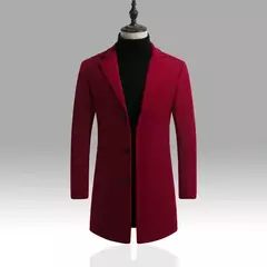 Casaco longo de algodão masculino, à prova de vento, Monocromático, Lã, Blended, Casual, Moda empresarial, Tamanho 5XL, Novo, Outono, Inverno, 2022 - comprar online