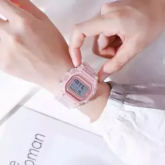 Relógios eletrônicos para mulheres e homens, ouro rosa, pulseira de silicone, vestido transparente, relógio digital LED, relógio esportivo - comprar online