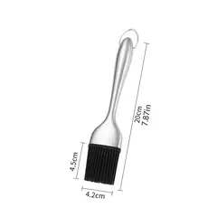 18/8 aço inoxidável escova de óleo, escova de silicone resistente a altas temperaturas, cozinha churrasco tempero escova, ferramentas de cozimento