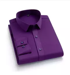 Camisa elástica de manga comprida masculina, camisa gola alta, sem engomar, vestido de negócios, traje profissional de trabalho - Wolf Magazine