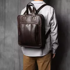 Maleta de couro retrô para homens, couro natural, bolsa vertical, bolsa de ombro casual, mochila masculina, adequada para laptop de 15 ", NZPJ - Wolf Magazine