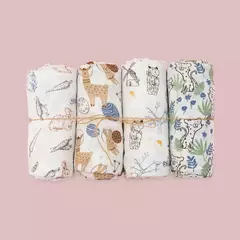 Elinfant-Rainbow Cor Musselina Swaddle Blankets, 100% Algodão, Recém-nascido Bebê Banho Toalha Envoltório, Gift Set Popular, Bambu, 4Pcs - comprar online