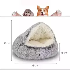 Almofada redonda para gatos, sacos de dormir semi fechados para animais de estimação, pelúcia longa e macia 2 em 1, camas quentes para gatos, conforto simples, ninho de dormir quente para cachorros na internet