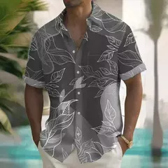 Imagem do Camisa de praia masculina com impressão 3D, manga curta, extragrande, botão, solta, casual, havaiana, rua, diário, moda verão