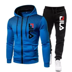 Fatos de treino e moletom de 2 peças masculinos, moletom com capuz com zíper, calça casual fitness, roupas esportivas para jogging, estampa inverno, 2022