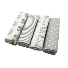 Cobertor de fraldas de flanela supermacio do bebê, Envoltório recém-nascido, 100% algodão, Swaddle impressão, 76x76cm, 4Pc Pack - loja online