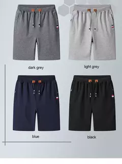 Imagem do Shorts de suor com elástico na cintura masculino, bermudas masculinas, plus size, treino, casual, calção de jogger monocromático, bolsos, verão, 2022
