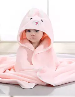 Toalha de banho com capuz animal para bebês, cobertor macio, envoltório Swaddle para dormir quente para meninos e meninas, roupão infantil - comprar online