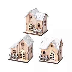 Casa De Madeira De Natal Com Luz LED, Cabine Luminosa, Log Brilhante, Casa De Mesa, Ornamentos De Natal, Presentes Infantil - loja online