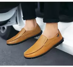 Couro de vaca natural masculino mocassins de couro genuíno italiano, sapatos de vestido masculino, calçado formal, casual, marca, venda - loja online