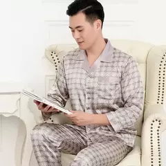 Conjuntos de pijama masculino de cetim de seda manga comprida, pijamas masculinos, camisola estampada, Casa, Soft Cozy Sleepwear Calças, Novo - Wolf Magazine