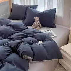 Conjunto de cama de tecido com escova de cor sólida, 2 lados, 4 peças, capa de edredom, fronha, lençol, colcha, único, queen, king size na internet