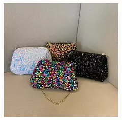 Lantejoulas crossbody saco de corrente simples ins cor sólida lantejoulas bolsa de ombro axilas bolsa de telefone noite sacos de embreagem bolsa - comprar online