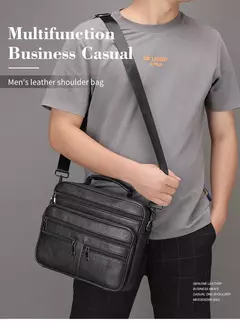 Bolsa de ombro de couro genuíno para homens Bolsa preta de couro, saco do mensageiro do escritório do negócio, saco crossbody masculino na internet