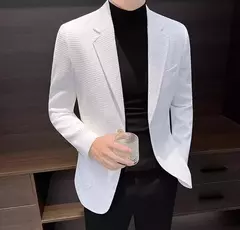 Imagem do Blazer fino preto slim fit masculino, jaquetas masculinas, casaco de negócios, estilista de luxo, roupas de alta qualidade, novo, 2021