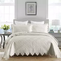 Colcha acolchoada com fronha, 100% algodão, bordado Quilt Set, queen size, tampa da cama, cobertor do verão, tamanho duplo, 3pcs - loja online