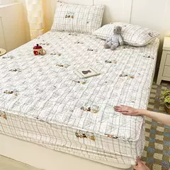 Capa de cama acolchoada estilo floral colcha colchão elástico protertor engrossar roupa de cama rsilençóis para casa (sem fronha) na internet