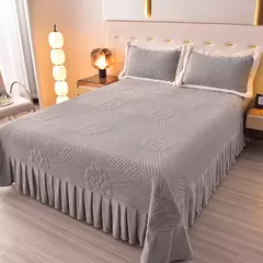 Colcha de casal luxuosa cama de verão 150 nova cor sólida reversível colcha e fronha leite velo coreano capa de cama algodão na internet