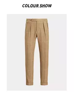 Calça xadrez clássica masculina, estilo cavalheiro britânico, novos produtos para primavera e outono, calça personalizada para homens, 2024