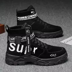 Botas masculinas 2024 novo outono dedo do pé redondo alta bunda plataforma de fundo grosso botas na moda grande 46 rendas até aumento de altura botas ao ar livre - Wolf Magazine