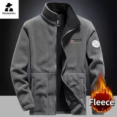 Inverno quente jaqueta de lã masculina escalada duplo engrossado bolso jaqueta ao ar livre gola alta à prova vento esqui moletom casaco masculino - loja online