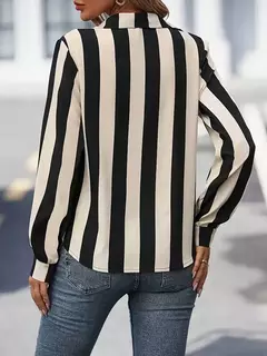 Elegante camisa estampada listrada feminina, tops de blusa feminina, roupas femininas, tamanho grande, primavera e verão, camisas da moda, 2022 - comprar online