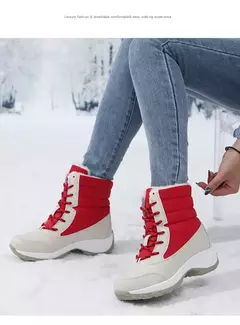 Botas de neve de plataforma antiderrapante para mulheres, Ankle Boots de pele quente, Cunhas impermeáveis, Botas altas para coxa, Sapatos de inverno - comprar online