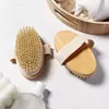 Escova de cerdas naturais para massagem corporal, macia, úmida, seca, spa, massageador corporal