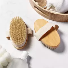 Escova de cerdas naturais para massagem corporal, macia, úmida, seca, spa, massageador corporal - comprar online