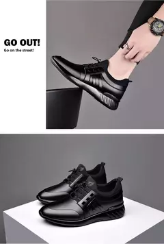 Sapatos esportivos casuais de verão respiráveis plus size sapatos masculinos de couro 6cm salto interno invisível aumentar sapatos 8cm - loja online