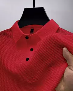 Camisa polo manga curta masculina, top respirável, solta, cor sólida, alta qualidade, moda casual, verão na internet